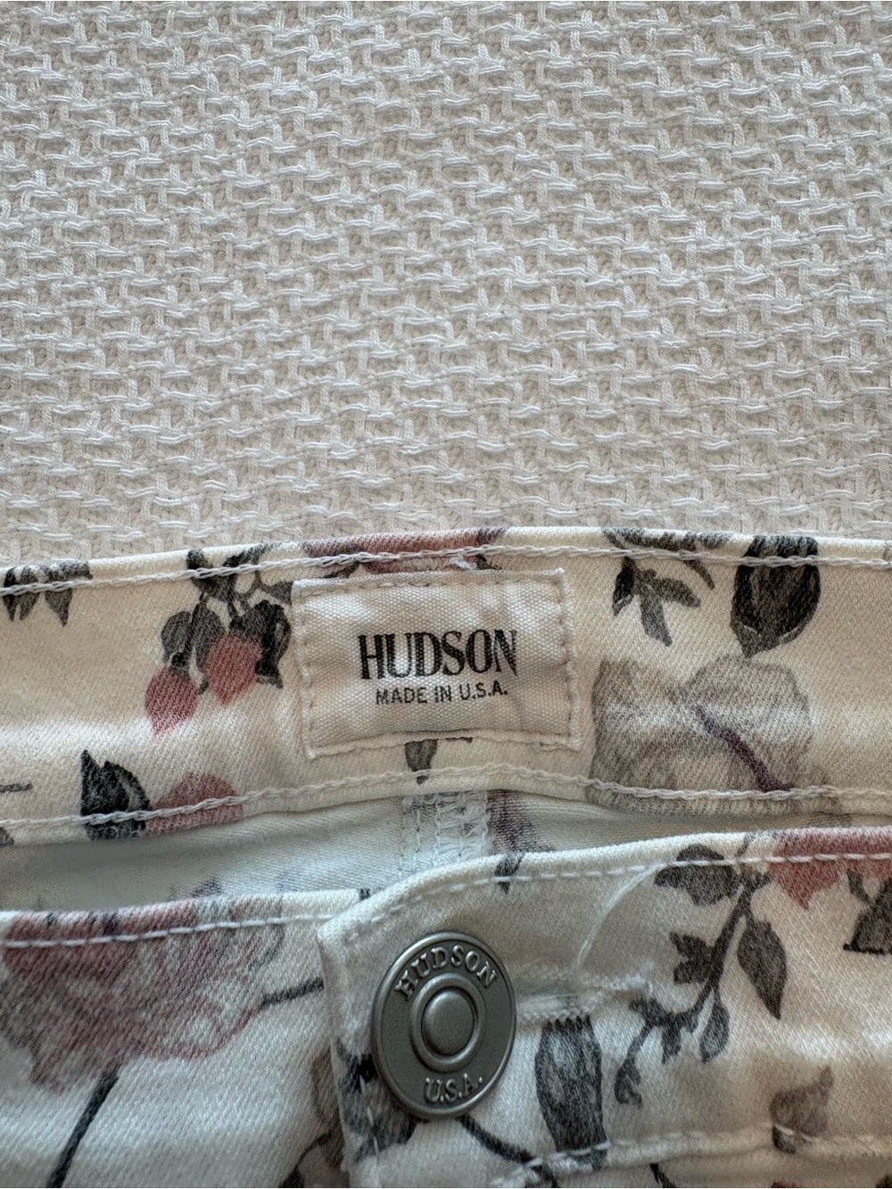 Hudson Nico Midrise Ankle Super Skinny Jeans White / Pink Grey Floral size 32 - Picture 7 of 16